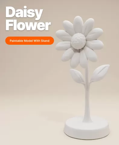Daisy Flower Figurine – Paintable Model with Stand