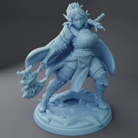 Nora the Elven Defender ( Female Elf Paladin / Druid / Fighter ) by Twin Goddess Miniatures