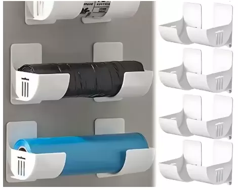 Adhesive Trash Bag Holder – Wall-Mounted Organizer, No Drilling, Space-Saving & Durable