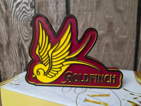 Goldfinch Plated Prisoner Bookshelf Sign