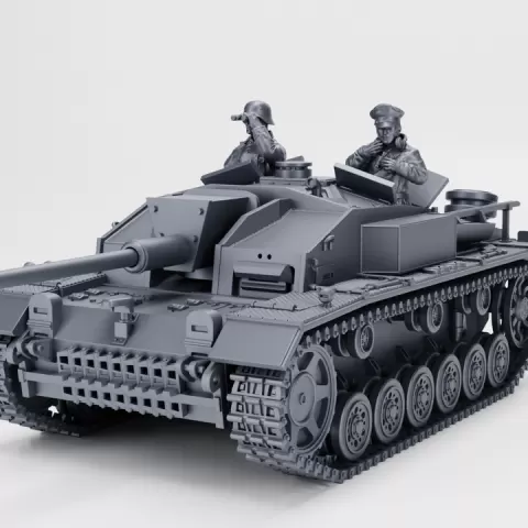 STUG III Ausf.F + 3 Tankmen (standard+winter edition) (Germany, WW2) by Wargame3d