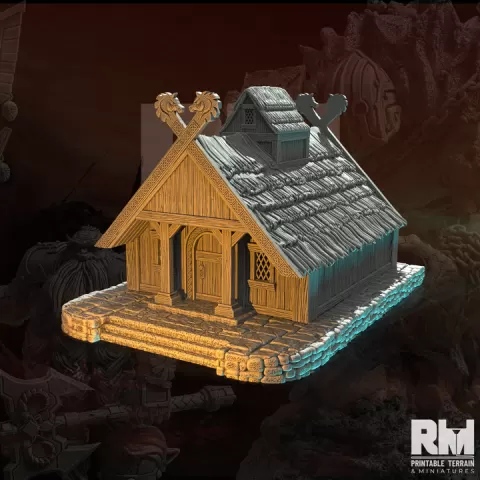 Medieval Thatch Viking House 3 by RMPrintable