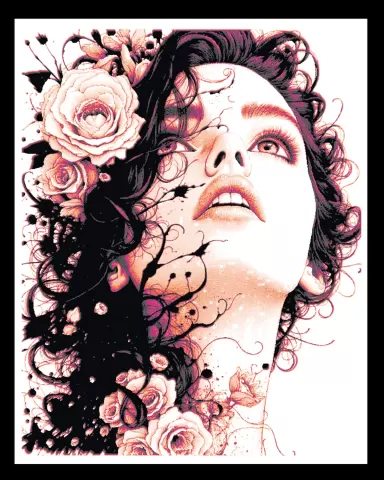 Artistic beauty - so many ways to show flowers and a woman - Hueforge art