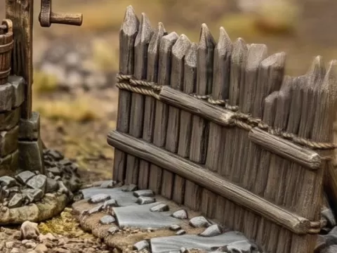 Medieval Wooden Palisade Fantasy Fence Terrain
