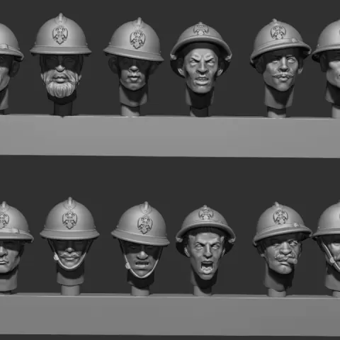 Heads with Adrian helmets and Serbian badge by DES TRANCHEES AUX BARRICADES