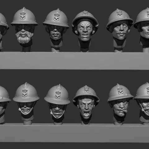 Heads with Adrian helmets and Greek badge by DES TRANCHEES AUX BARRICADES