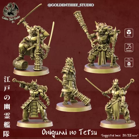 Onigumi no Tetsu - Ruthless Oni Demons | 3D Printable STL Miniature for Wargames and RPGs by Golden Thief Studio