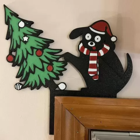 Dog vs Christmas Tree Door Corner