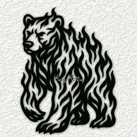 FIRE BEAR wall art home decor