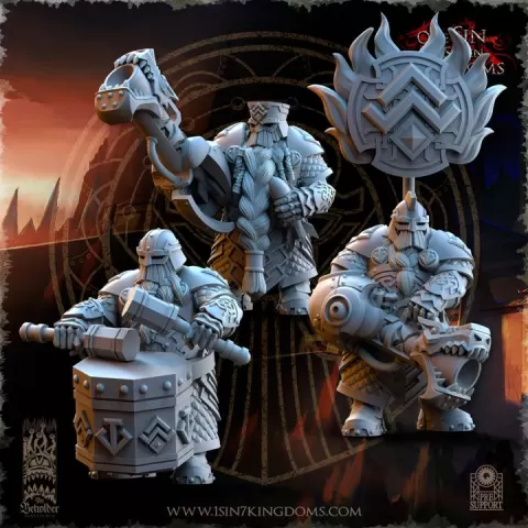 Dwarven Kingdoms Snapdragons Command Group by The Beholder Miniatures