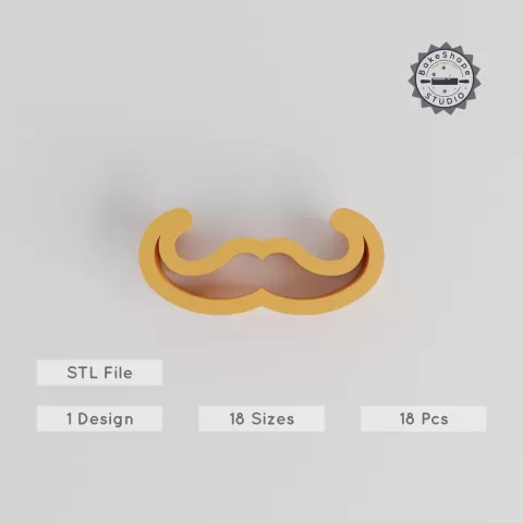 Moustache Shape Cutter Set, 18 Pieces, 0.75"-5", Perfect for Cookies, Fondant & Clay PRODUCT_260