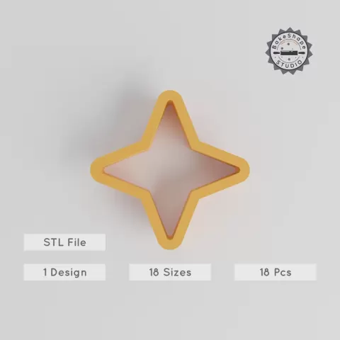 Four Point Star Shape Cutter Set, 18 Sizes 0.75"-5.00", Ideal for Cookies, Fondant & Clay PRODUCT_1173