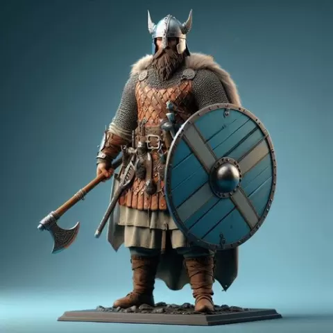 2880 Viking Warrior in Full Armor 3D Model, knight, viking, dragon, dog, character, monster, gothic, warrior, miniature, armor, minimalist, magic, collectible, stl, figurine, fantasy, skull, skeleton