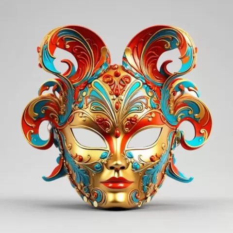 2876 Venetian Carnival Mask Color 3D Model, fashion, cosplay, character, gothic, magic, Halloween, DND, witch, werewolf, decorative, minimalist, miniature, fantasy, skull, venetian, carnival, STL