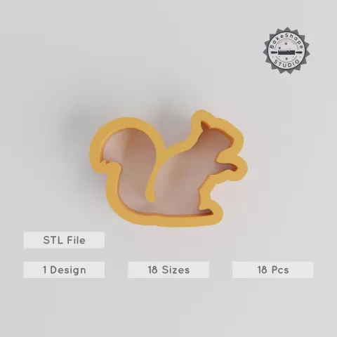 Squirrel Shape Cutter, 18 Sizes, Ideal for Cookies, Fondant & Clay, Animal Fauna Design, Nature Darter PRODUCT_143
