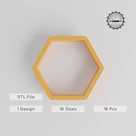 Hexagon Shape Cutter Set, 18 Sizes, Perfect for Cookies, Fondant & Clay, Geometric Six Sides, Polygon Design PRODUCT_1164