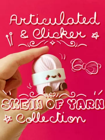 Cute Articulated & Clicker Skein of Yarn | Print-in-place | Support-free