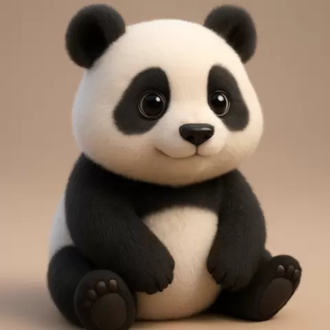 Cute 3D Panda Sitting on Neutral Background