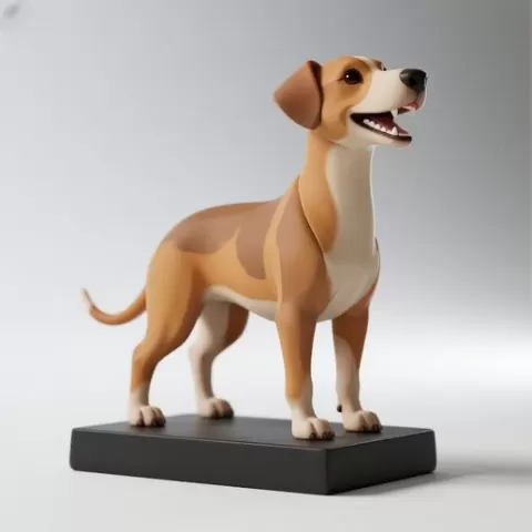 2874 Laughing Galgo Dog - Full-Figure 3D Model on Base, pug, dachshund, poodle,dogue, camel, elephant, rooster, bear, lion, pomeranian, donkey, wolf, totem, newfoundland, bat, low poly, armadillo, galgo