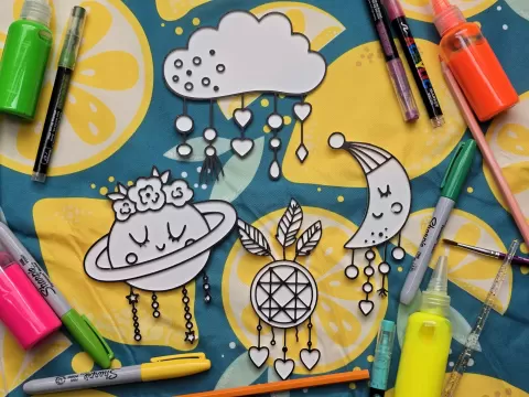 Dreamcatcher Coloring Craft Cloud Moon Planet Fun