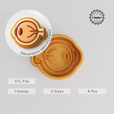 Eye Shape Cutter & Stamp, Cookie & Fondant Tool, Set of 6, S/M/L Sizes PRODUCT_2855