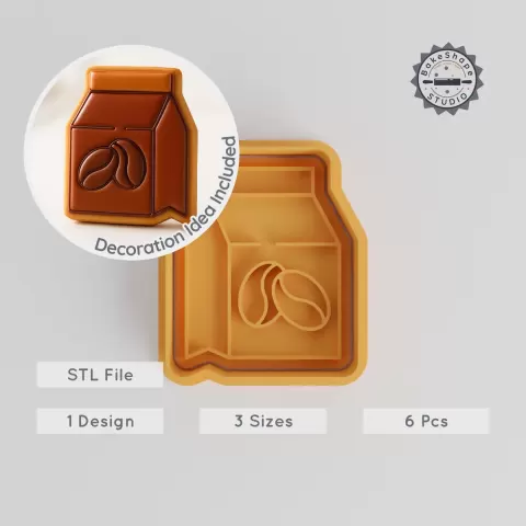 Coffee Cutter & Stamp Set, Morning Brew Design, Cookies & Fondant, 6-Piece Collection, S/M/L Sizes, Tea & Cafe Decor PRODUCT_1047