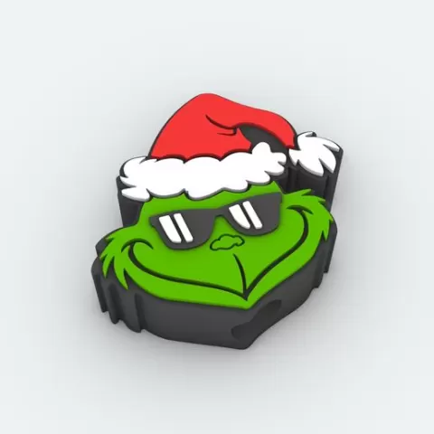 Straw Topper GRINCH WITH CHRISTMAS HAT AND GLASSES Fits Standard & Stanley Straws | STL, 3MF pre-painted