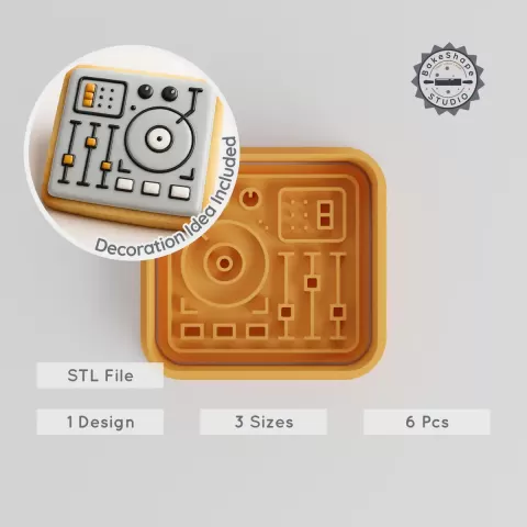 Mixing Shape Cutter & Stamp Set, Cookie & Fondant Tool, Party Mixer Design, 3 Sizes S/M/L, 6 Piece Collection PRODUCT_2708