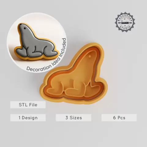 Seals Cookie Cutter & Stamp Set, Animal Sea Wildlife, Marine Wild, Ocean Mammals, 6-Piece Pack, S/M/L Sizes PRODUCT_2149