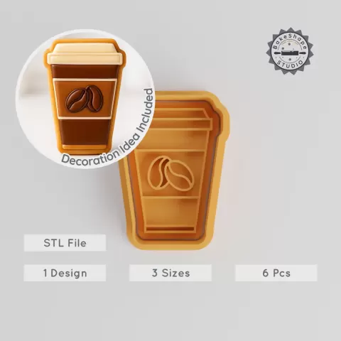 Disposable Coffee Cup Cutter & Stamp Set, 6-Piece, S/M/L, Breakfast, Fondant, Cookies PRODUCT_1052