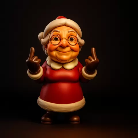 Cheeky Mrs. Claus Middle Finger – Funny Holiday Figurine – Sassy Christmas Decor