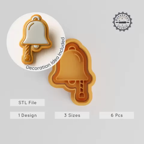 Ship Bell Shape Cutter & Stamp, Cookie Fondant Tool, Maritime Bell, Nautical Chime, S/M/L Set, 3D Print STL PRODUCT_1139