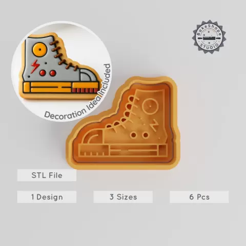 Sneaker Shape Cookie Cutter & Stamp Set, Fashion Trainer Molds, 3 Sizes, Perfect for Fondant & Baking PRODUCT_2702