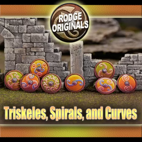 Dark Age Shields with Triskele, Spiral and Curved Designs (20 Shields) by Rodge Originals
