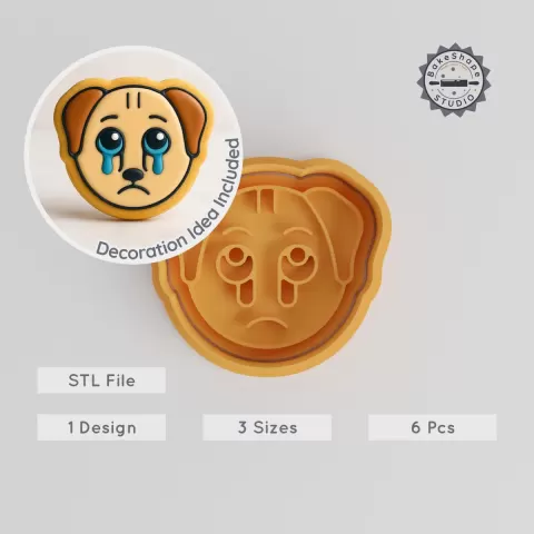 Animal Cry Shape Cutter & Stamp, 6 Piece Set, Dog Design, Cookie & Fondant, S/M/L Sizes PRODUCT_873