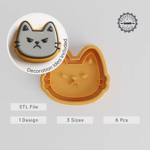 Angry Face Cookie Cutter & Stamp Set, 3 Sizes, Perfect for Cookies & Fondant PRODUCT_811