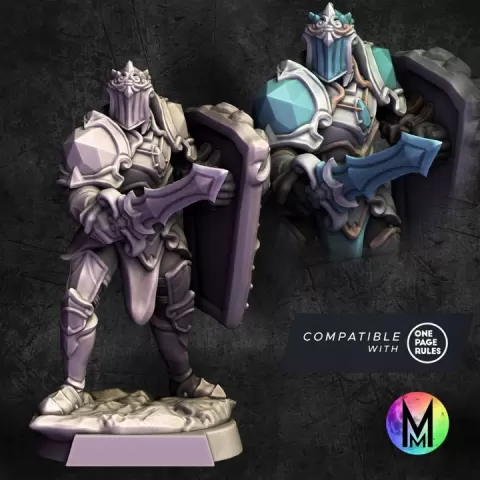 Knight - Mirror Knight 4 ( Knight with sword and shield in full plate, opr compatible) by Moonlight Minis- Christine Van Patten