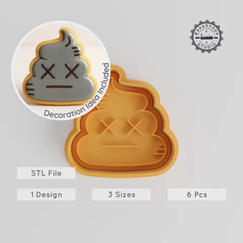 Poop Emoji Cookie Cutters & Stamps Set, 3 Sizes, Perfect for Cookies & Fondant, Fun Baking Tool Collection PRODUCT_373