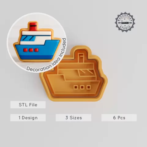 Cruise Ship Cookie Cutter & Stamp, Ocean-Themed Baking Tool Set, Ideal for Fondant, S/M/L Sizes PRODUCT_493