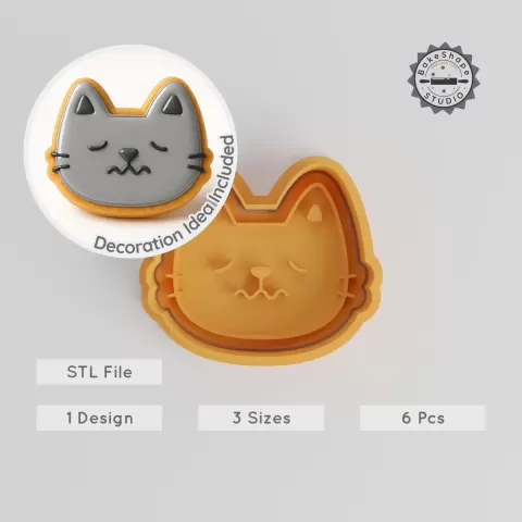 Nervous Face Shape Cutter & Stamp Set, Worried Emote, Cookie & Fondant, 3 Sizes, S/M/L, 6-Piece Collection PRODUCT_856