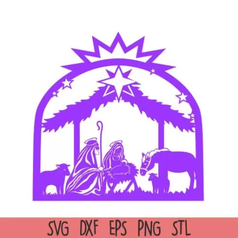 Nativity Scene with Star – Holy Christmas Decoration SVG for Laser Cut, Cricut, and 3D Print