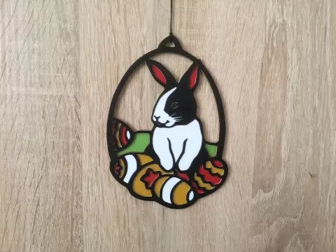 Colourful Easter bunny with Easter eggs (without MMU)