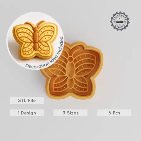 Butterfly Shape Cutter & Stamp, Cookie & Fondant Tools, Set of 6, S/M/L Sizes, Animal Wing Design PRODUCT_792