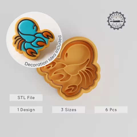 Scorpio Zodiac Cookie Cutter & Stamp, Astrology Scorpion, Horoscope Sign, 6 Piece Set, Perfect for Cookies & Fondant PRODUCT_776