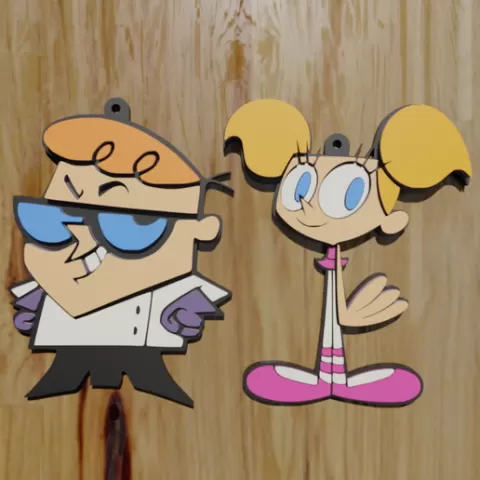 PACK 2 KEYCHAINS / KEYCHAIN DEXTER'S LABORATORY (STL & 3MF)