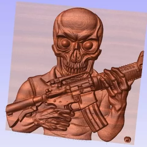 Skull motiff laser, router, 3d printing depthmap