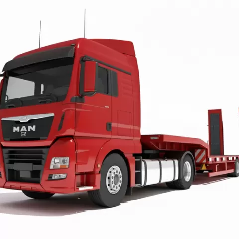 Tractor Truck with Lowboy Trailer