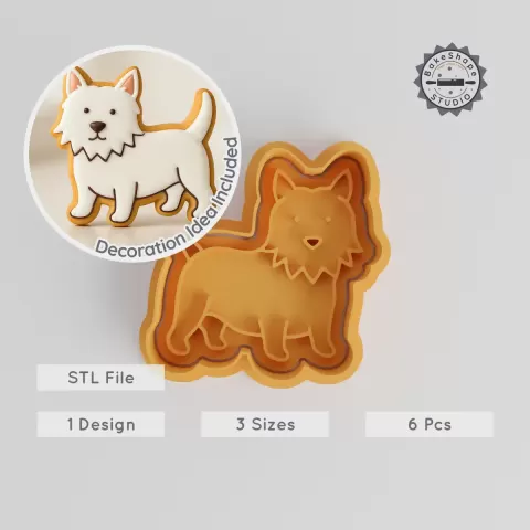 West Highland White Terrier Cookie Cutter & Stamp Set, Dog Shape, Perfect for Cookies & Fondant, 3 Sizes PRODUCT_279
