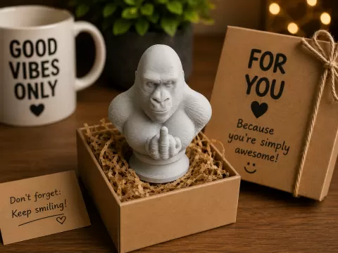 Middle Finger Gorilla Bust | Funny Meme | Gift