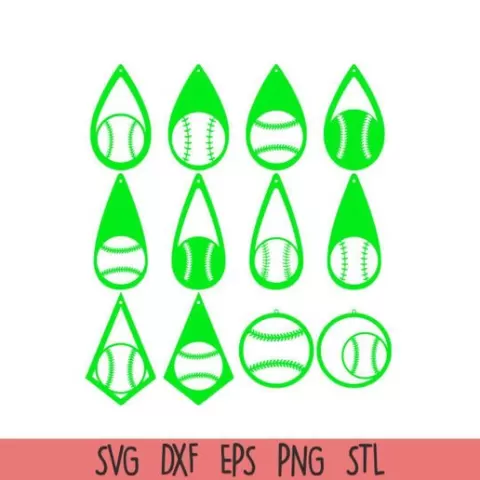 Baseball Earring Bundle – Sports Jewelry SVG Set for Laser Cut, Cricut, and 3D Print